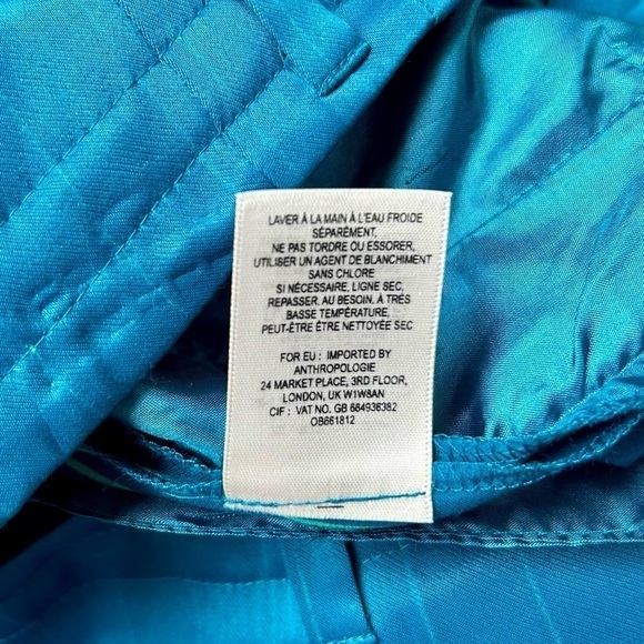 Anthropologie Elevenses Turquoise Blue Wide Leg Satin Trouser Pants Size 4 - Picture 13 of 13